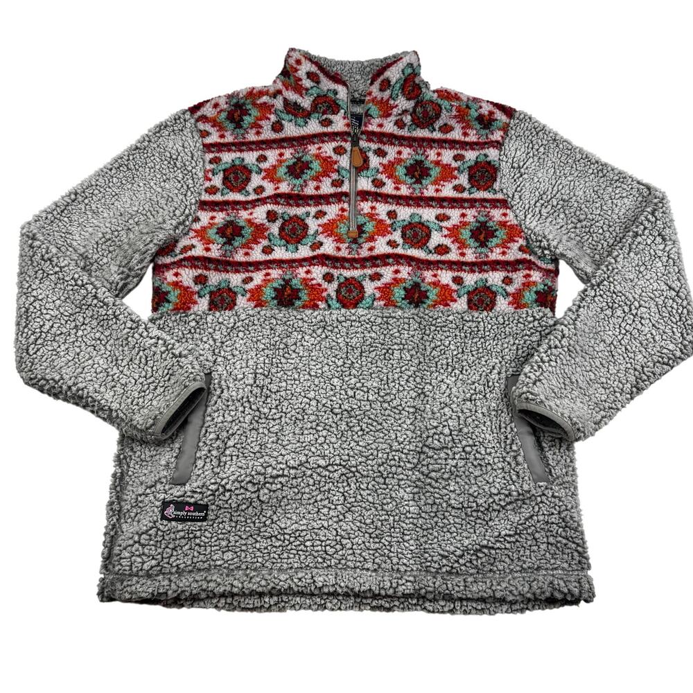 Simply Southern Plush Fleece Aztec Southwestern Cozy Pullover Women's Size M